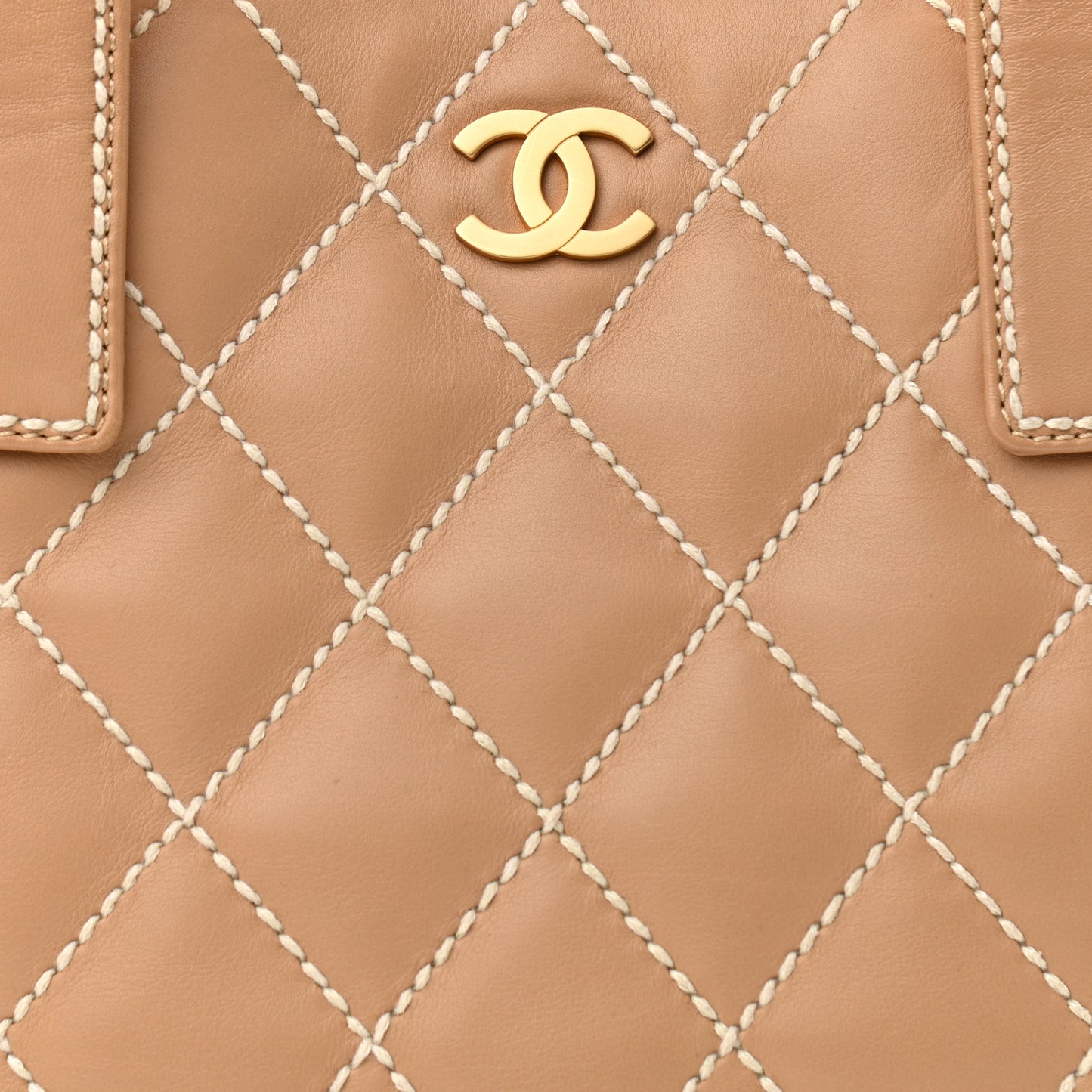 Calfskin Wild Stitch Medium Tote Beige