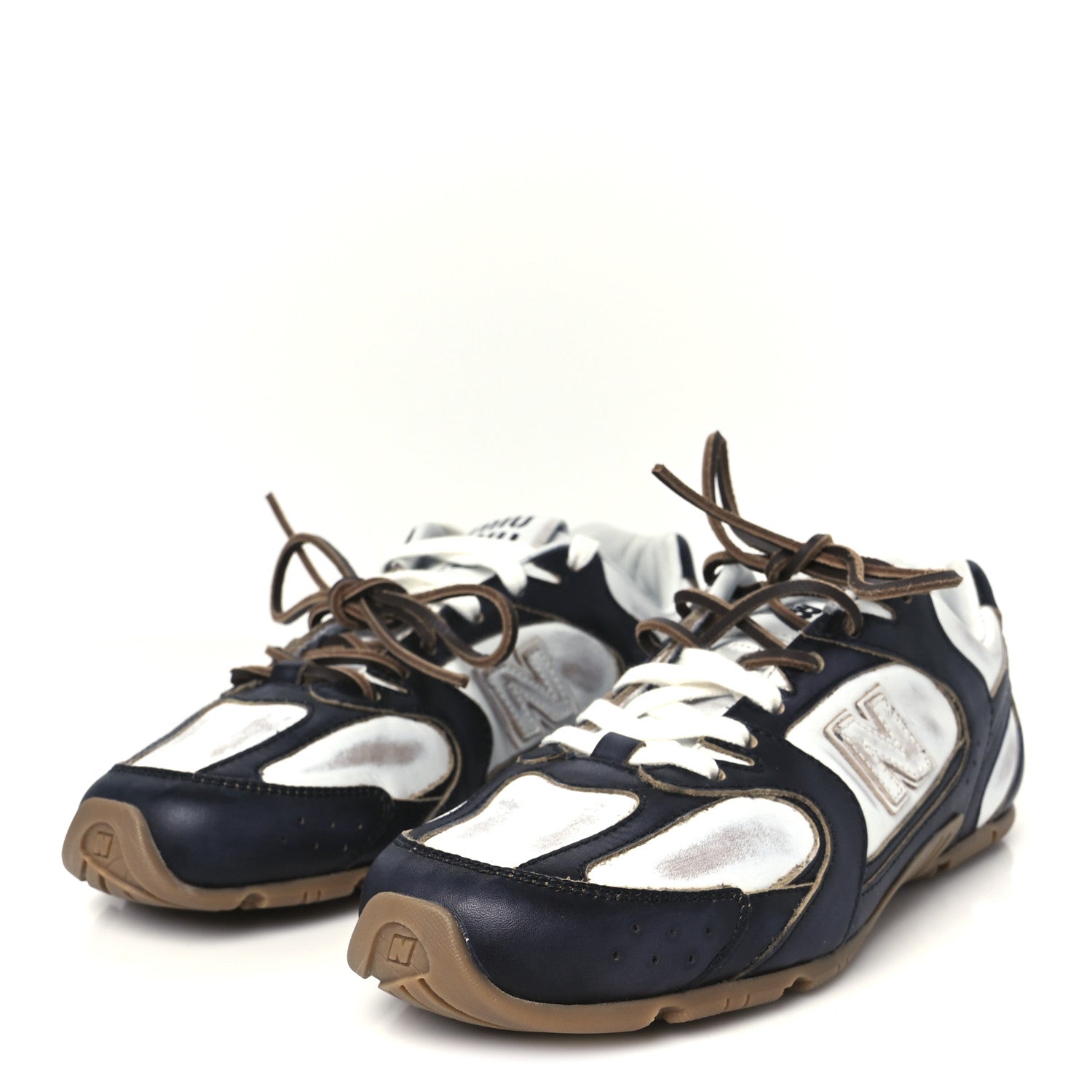 Miu Miu X NEW BALANCE Vitello Deco Bicolor 530 SL Sneakers 37.5 Black White 4 of 9