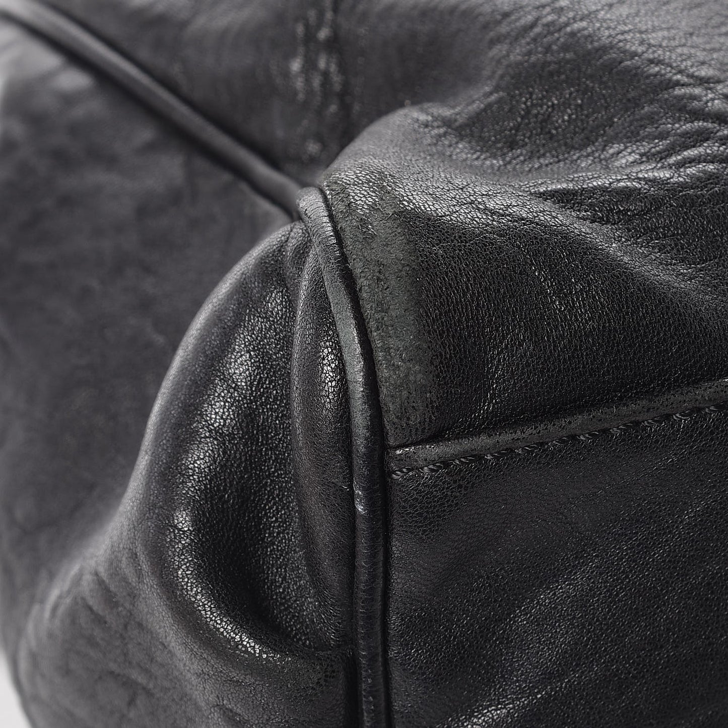 Crinkled Lambskin Mia Degrade Shopper Black