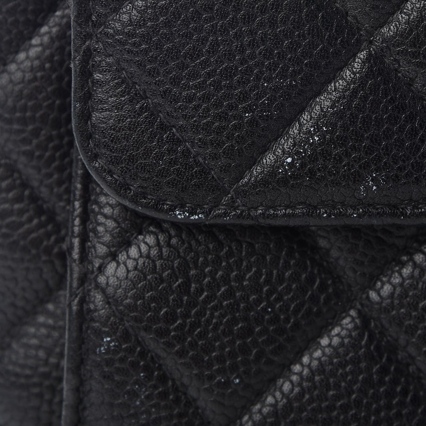 Caviar Quilted Flap Shoulder Bag Black