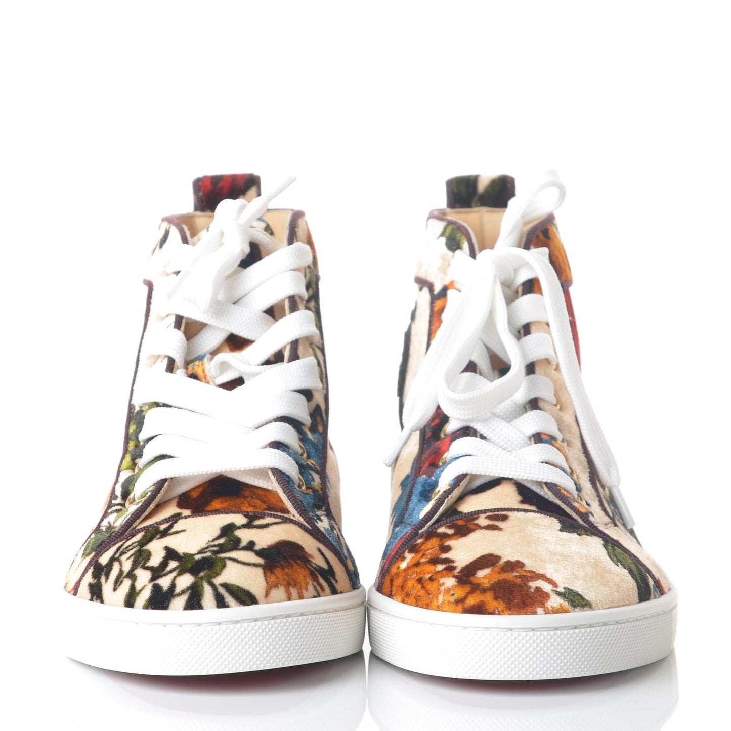 Velvet Floral Bip Bip Orlato High Top Flat Sneakers 35.5 Beige