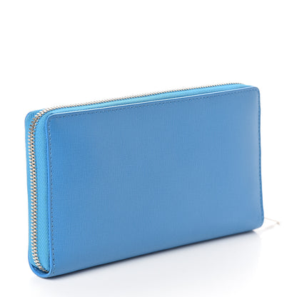 Balenciaga Striped Calfskin Essential Continental Zip Around Wallet Blue 2 of 6