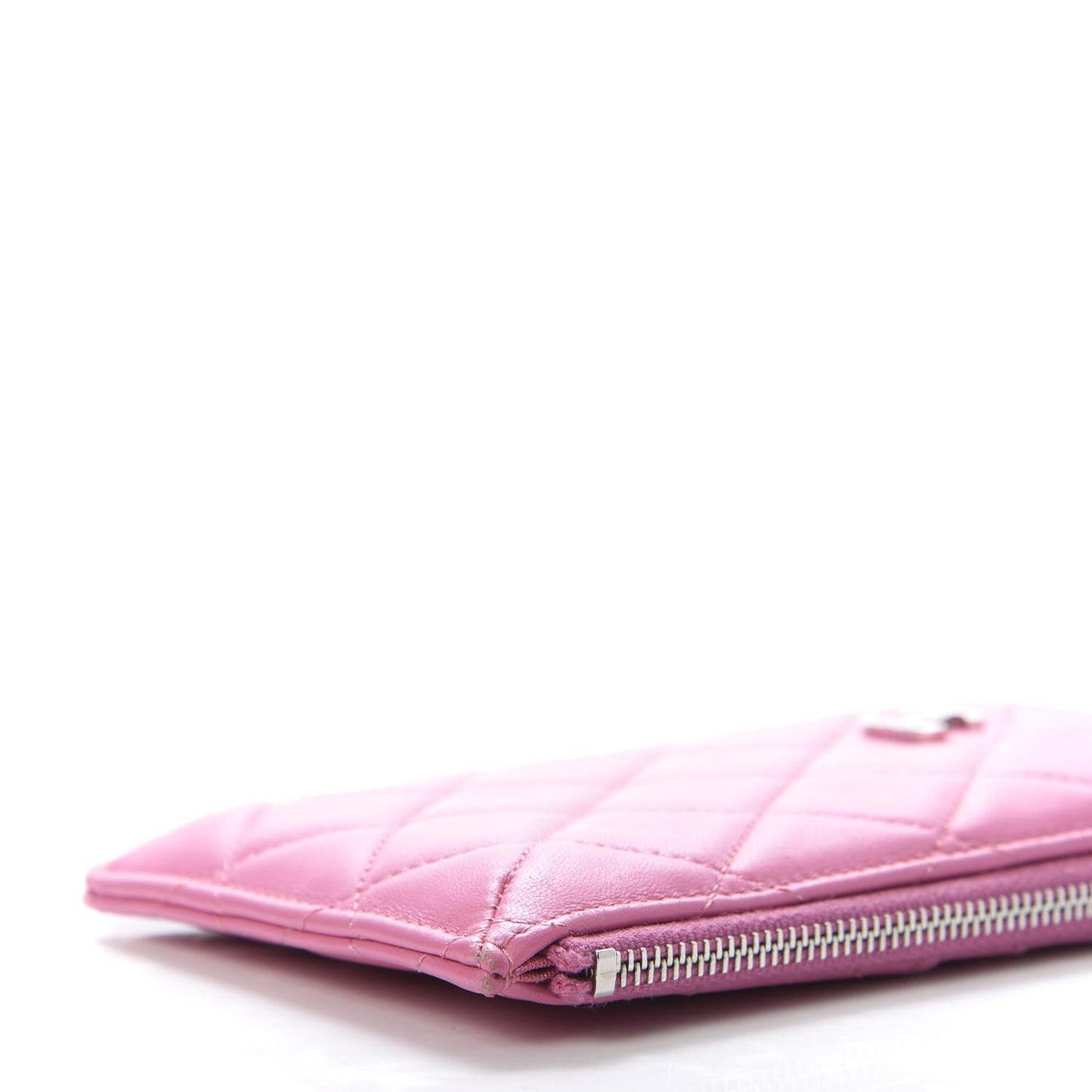 Lambskin Quilted Classic Flat Wallet Pouch Pink