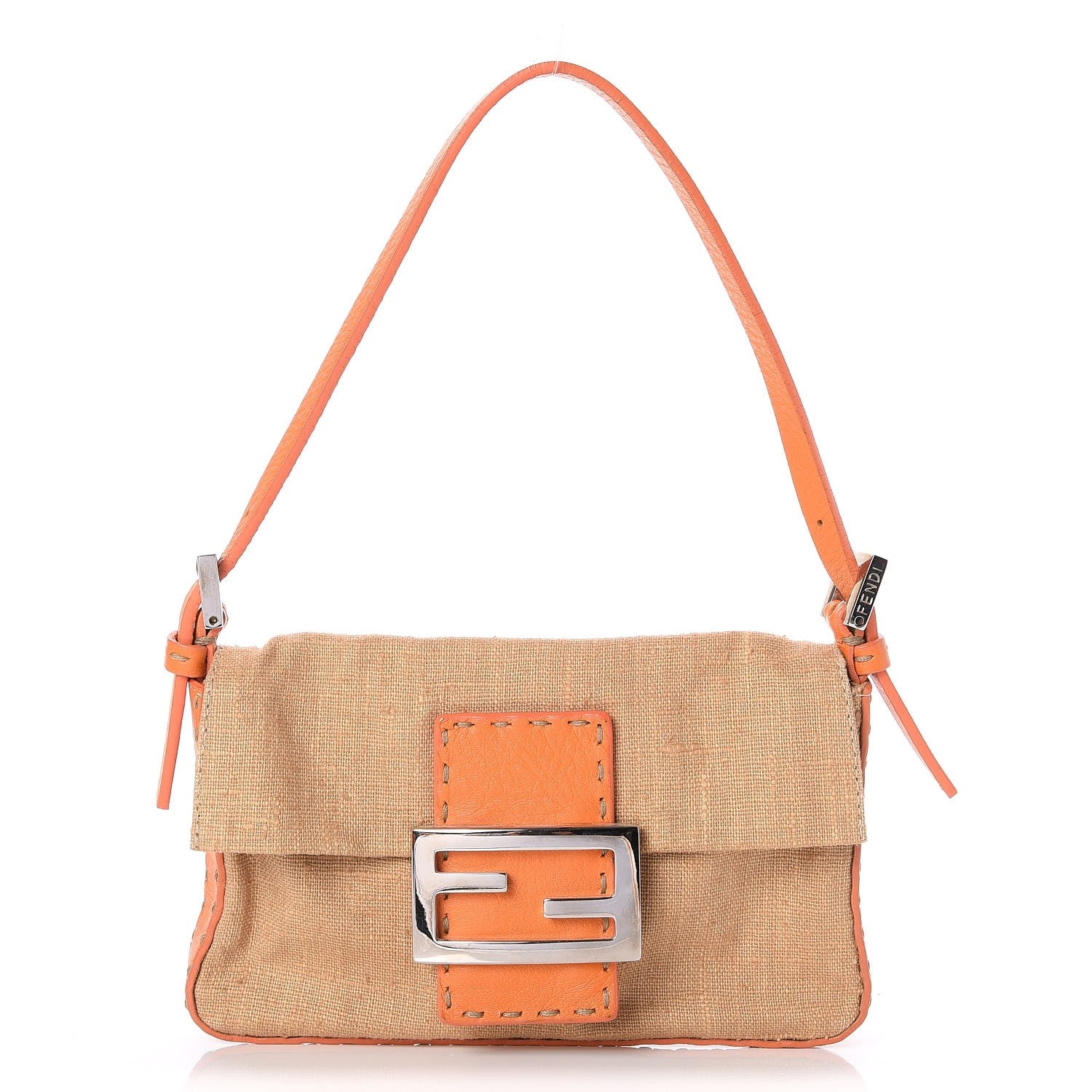 Fendi Canvas Selleria Baguette Orange 1 of 7