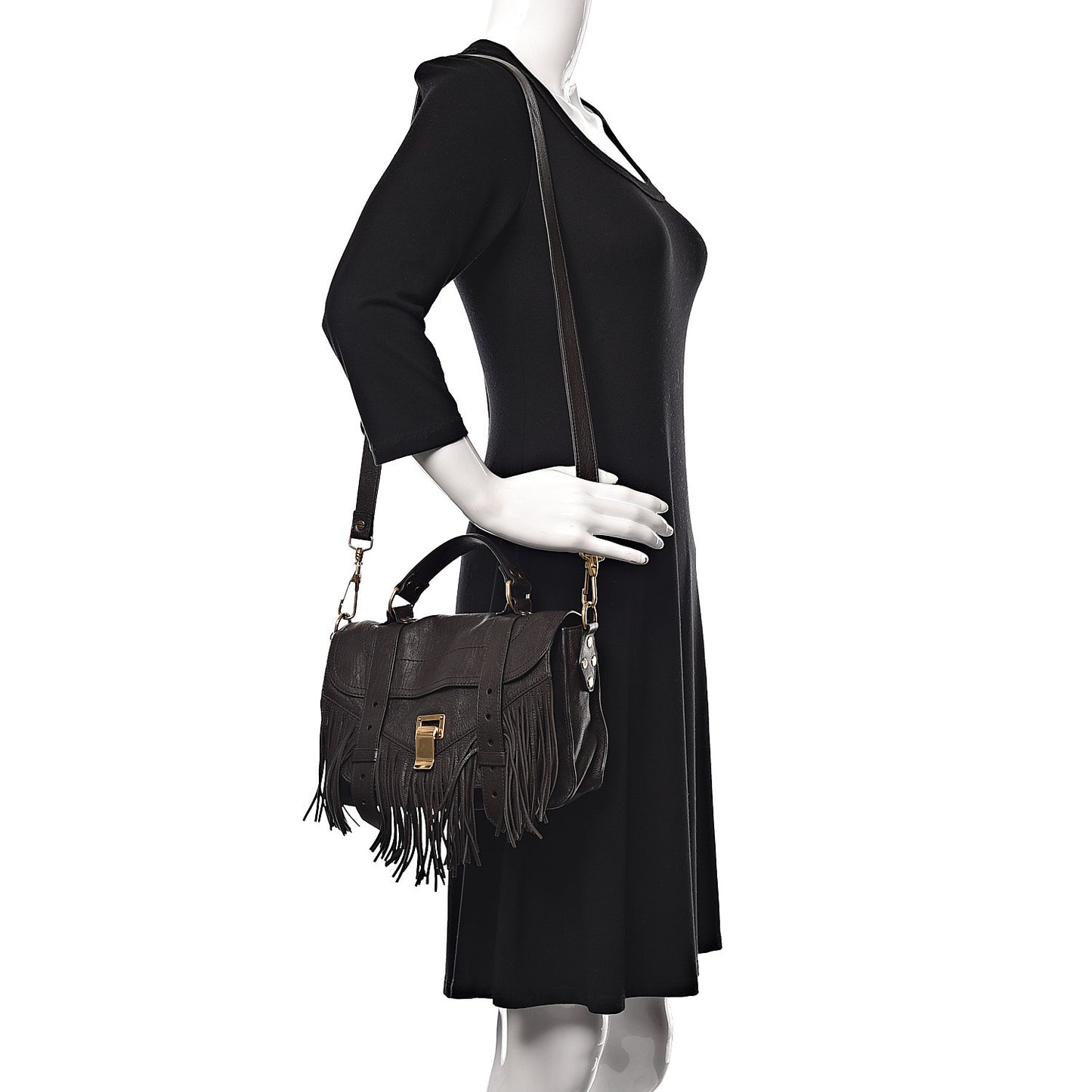 Lambskin Tiny Fringe Lux PS1 Satchel Dark Chocolate