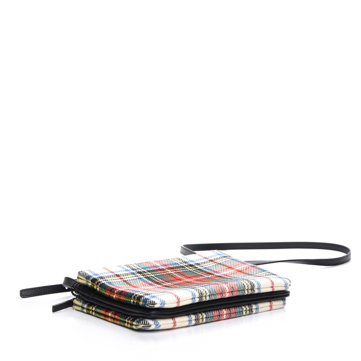 Celine Tartan Felt Plaid Small Trio Crossbody Bag Red Blue 4 of 7