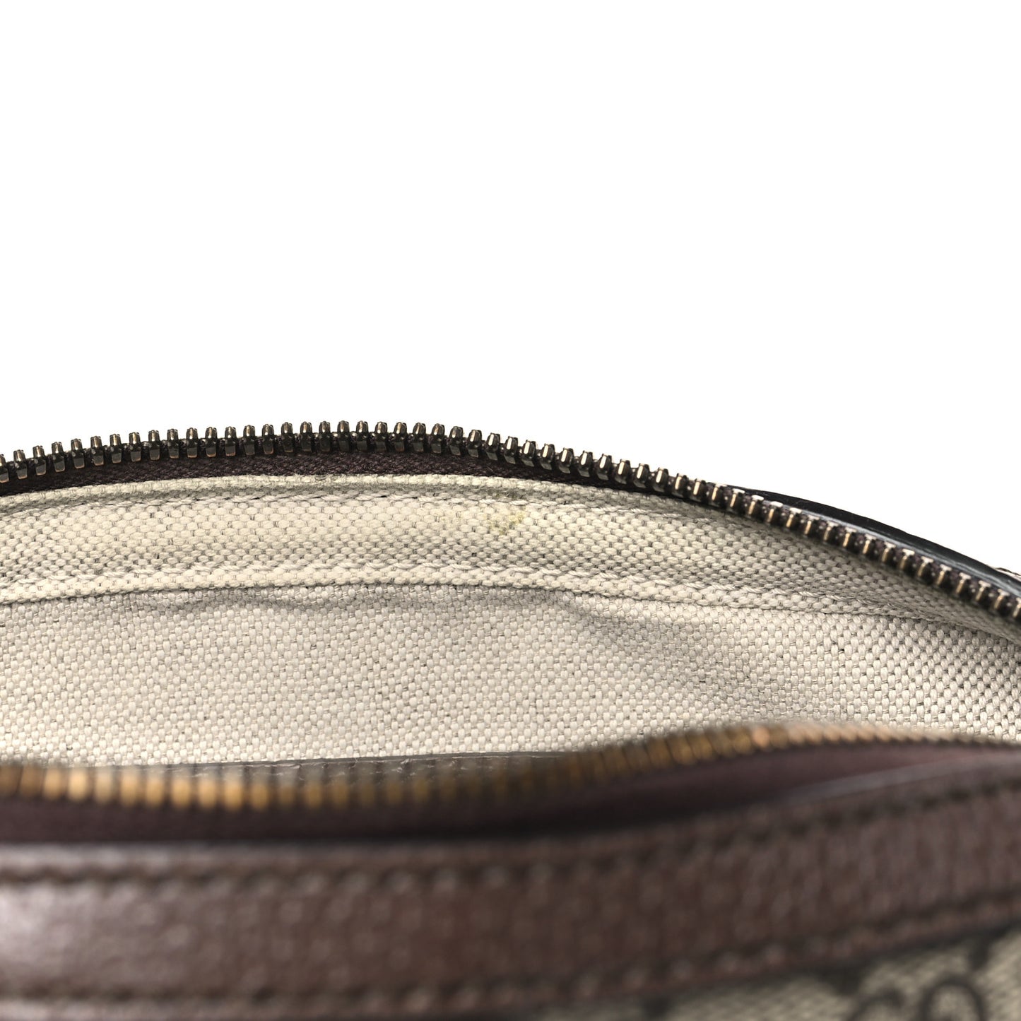 GG Supreme Monogram Textured Dollar Calfskin Web Ophidia Wristlet Shoulder Bag Beige Ebony New Acero