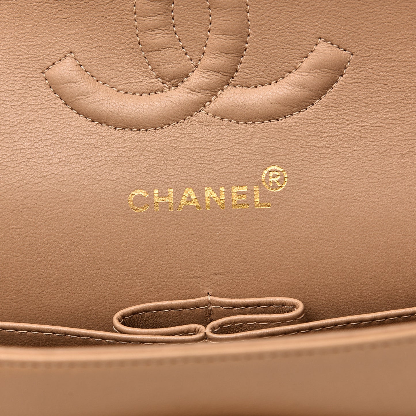 Lambskin Quilted Medium Double Flap Beige