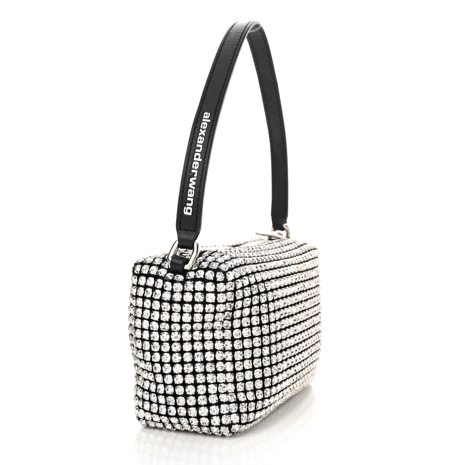 Alexander Wang Mesh Crystal Rhinestone Mini Heiress Pouch Black Silver 3 of 10