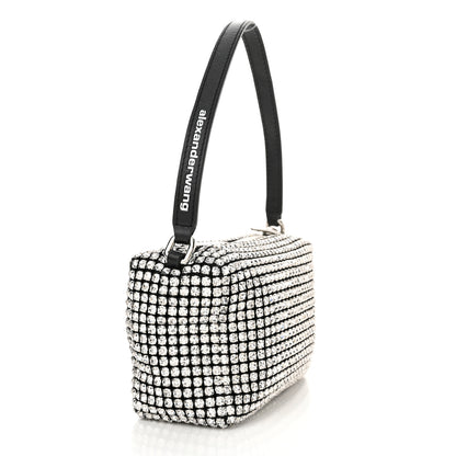 Alexander Wang Mesh Crystal Rhinestone Mini Heiress Pouch Black Silver 3 of 10