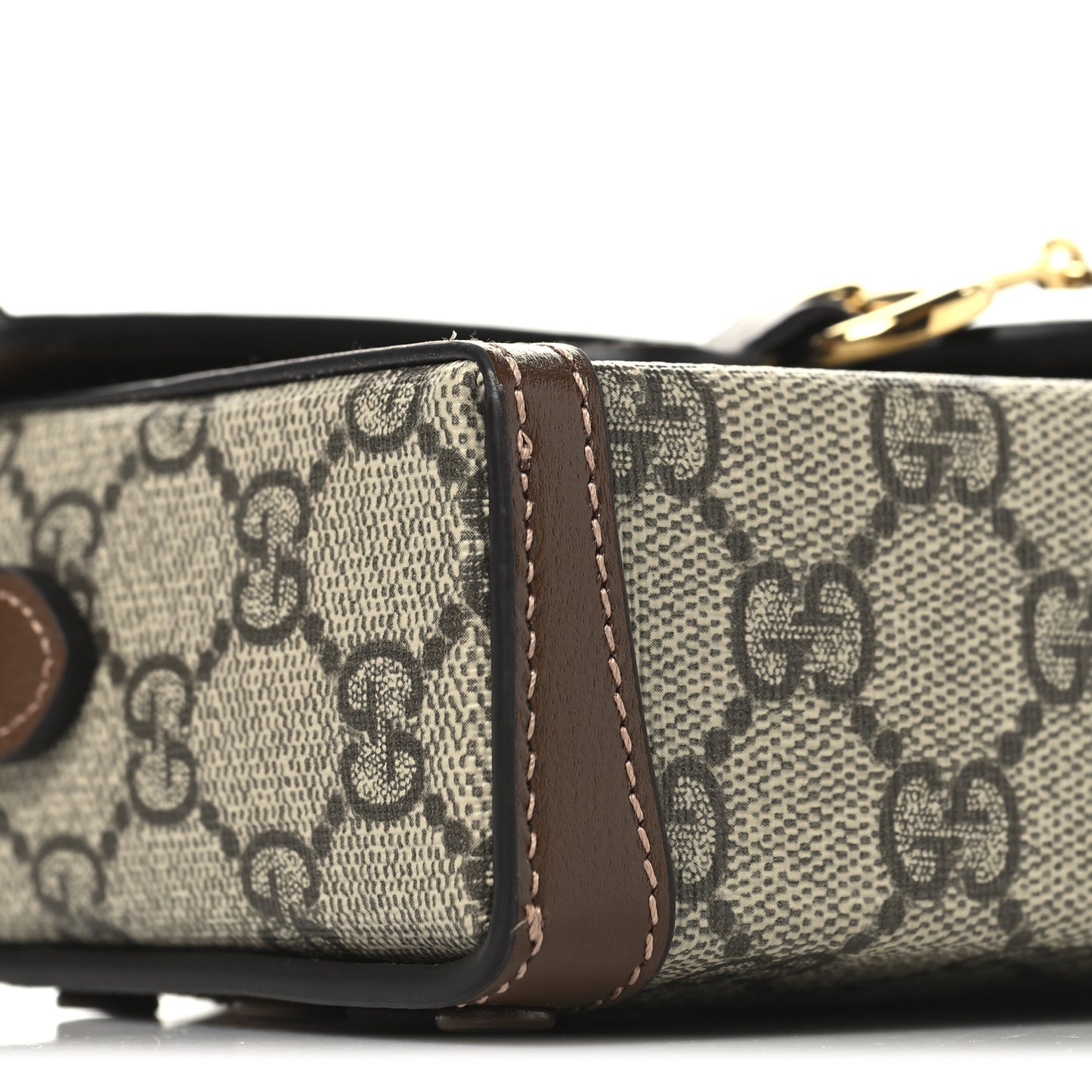 GG Supreme Monogram Mini Horsebit 1955 Shoulder Bag Beige Brown Sugar