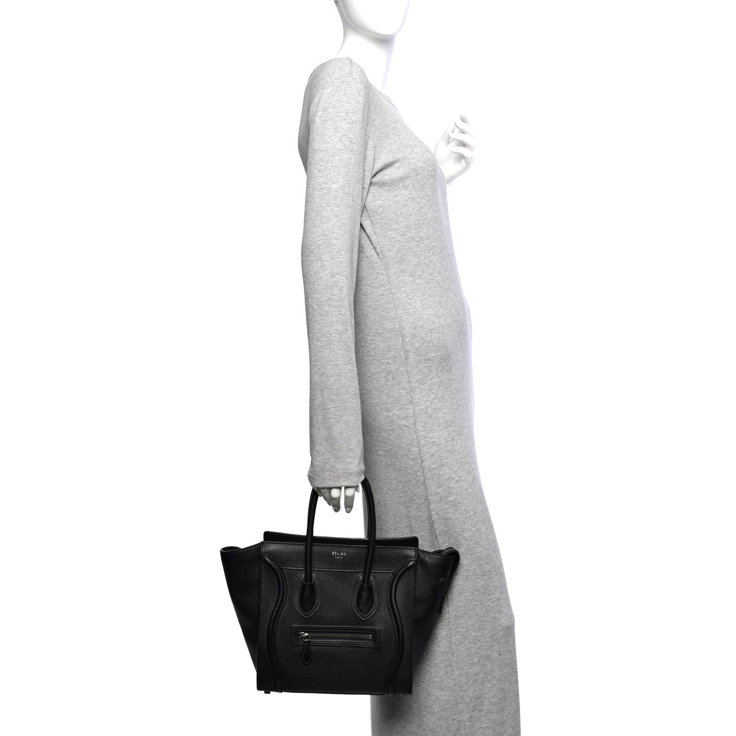 Celine Drummed Calfskin Micro Luggage Black 2 of 9