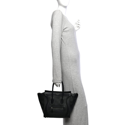 Celine Drummed Calfskin Micro Luggage Black 2 of 9