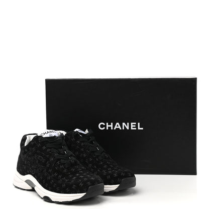 Chanel Suede Calfskin Printed CC Sneakers 36 Black 9 of 9