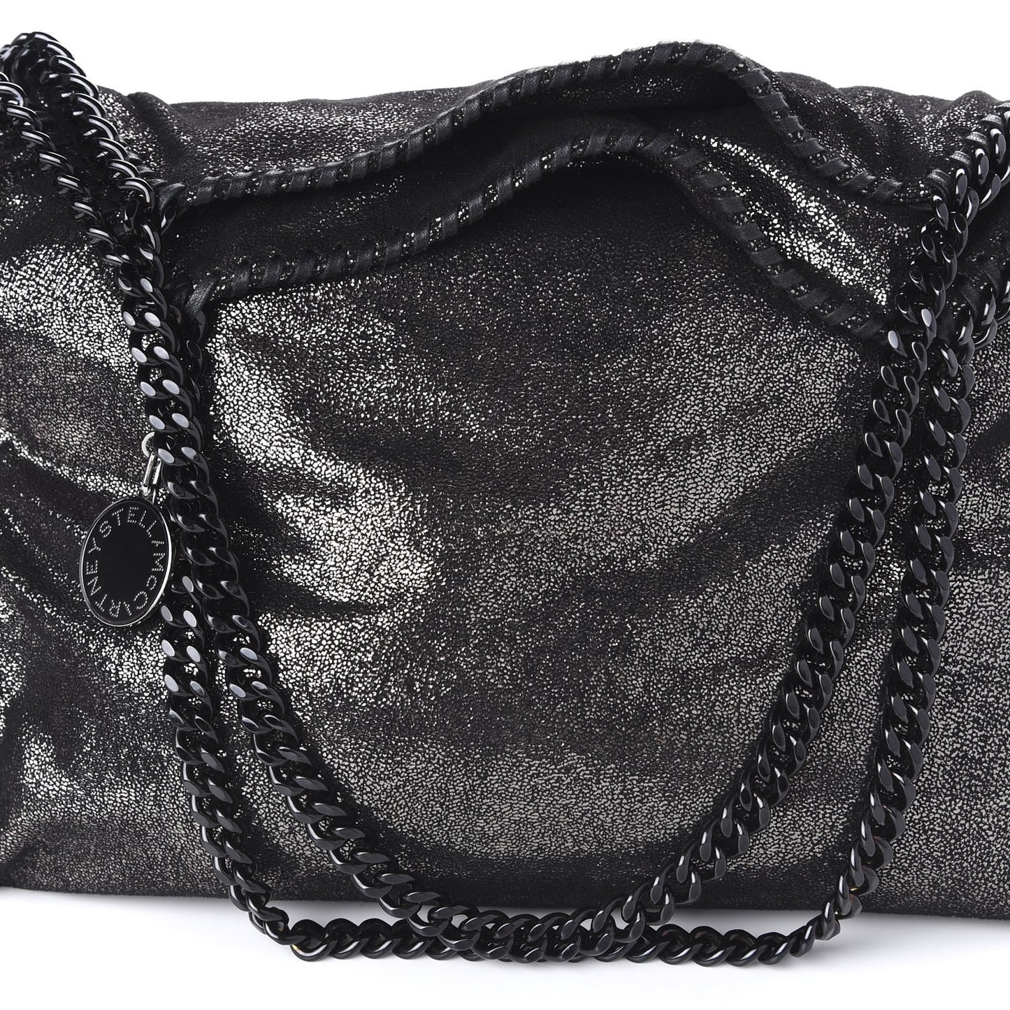 Metallic Shaggy Deer Small Falabella Tote Black