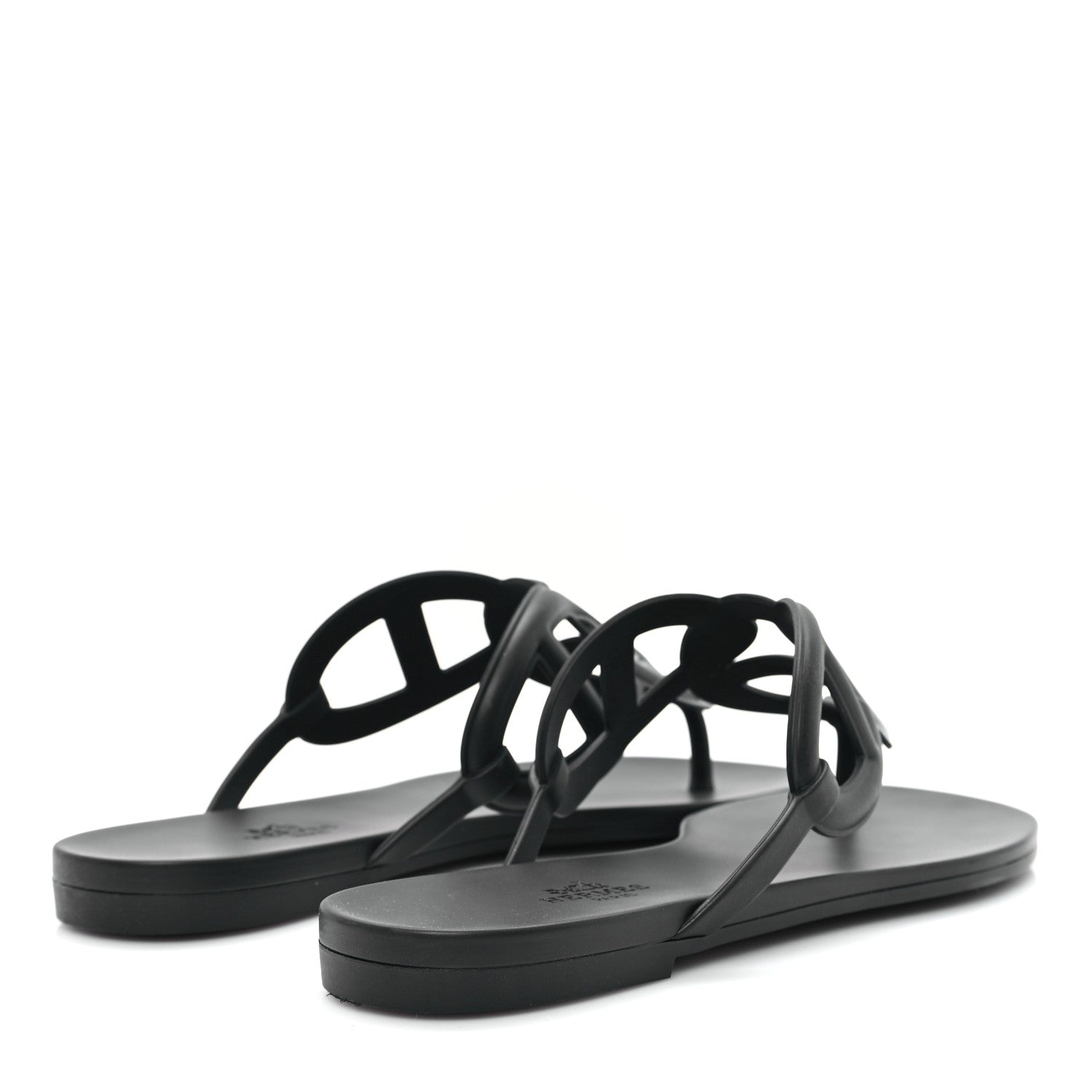 Hermes Rubber Womens Egerie Sandals 38 Black 4 of 10