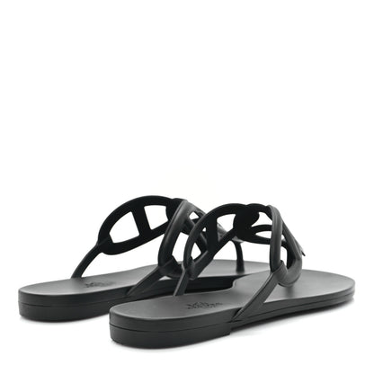 Hermes Rubber Womens Egerie Sandals 38 Black 4 of 10