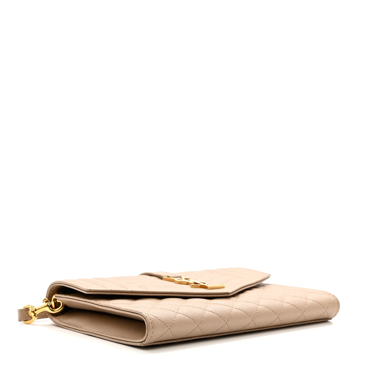 Grain De Poudre Textured Mixed Matelasse Triquilt Monogram Clutch Dark Beige