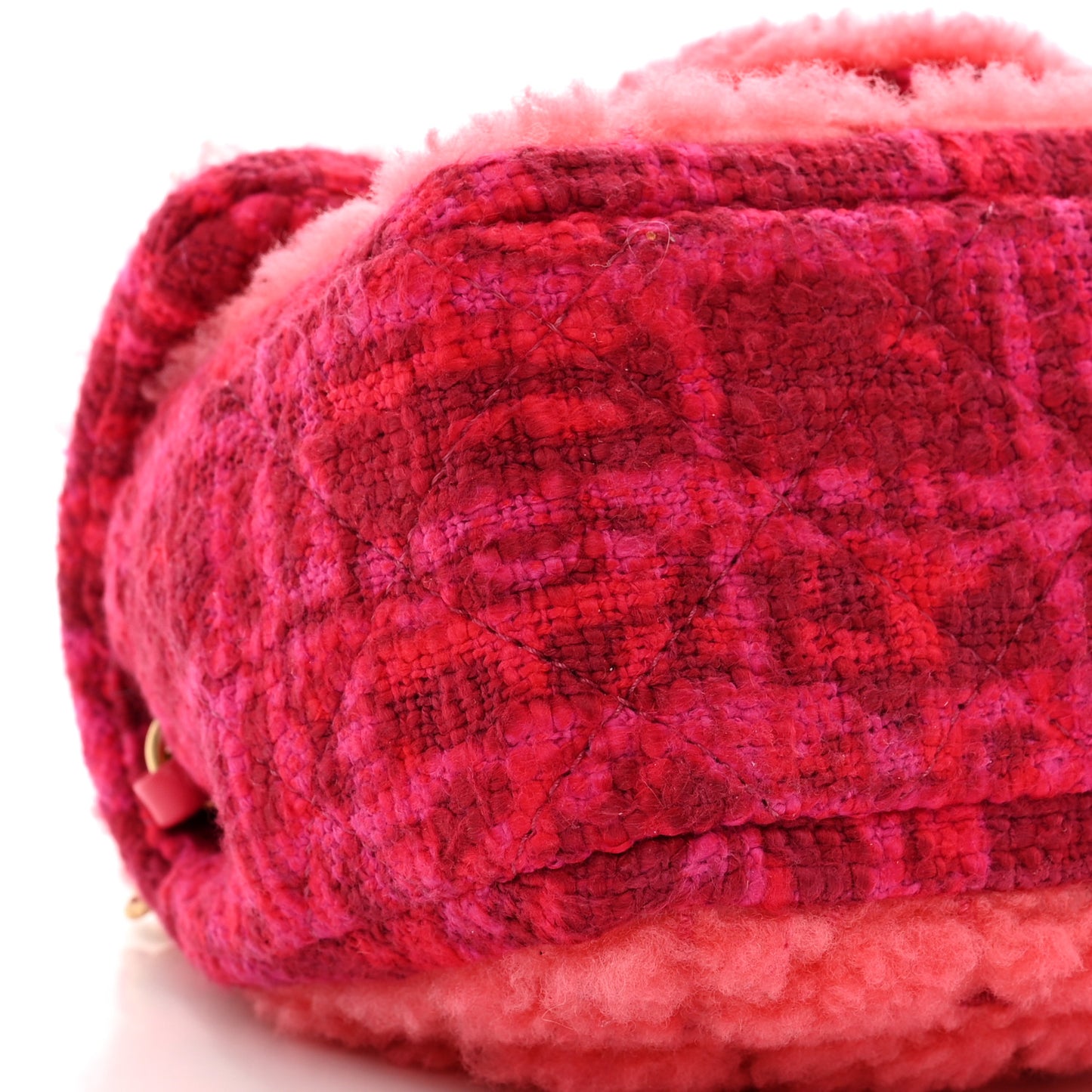 Shearling Tweed Quilted Mini Square Flap Bag Pink