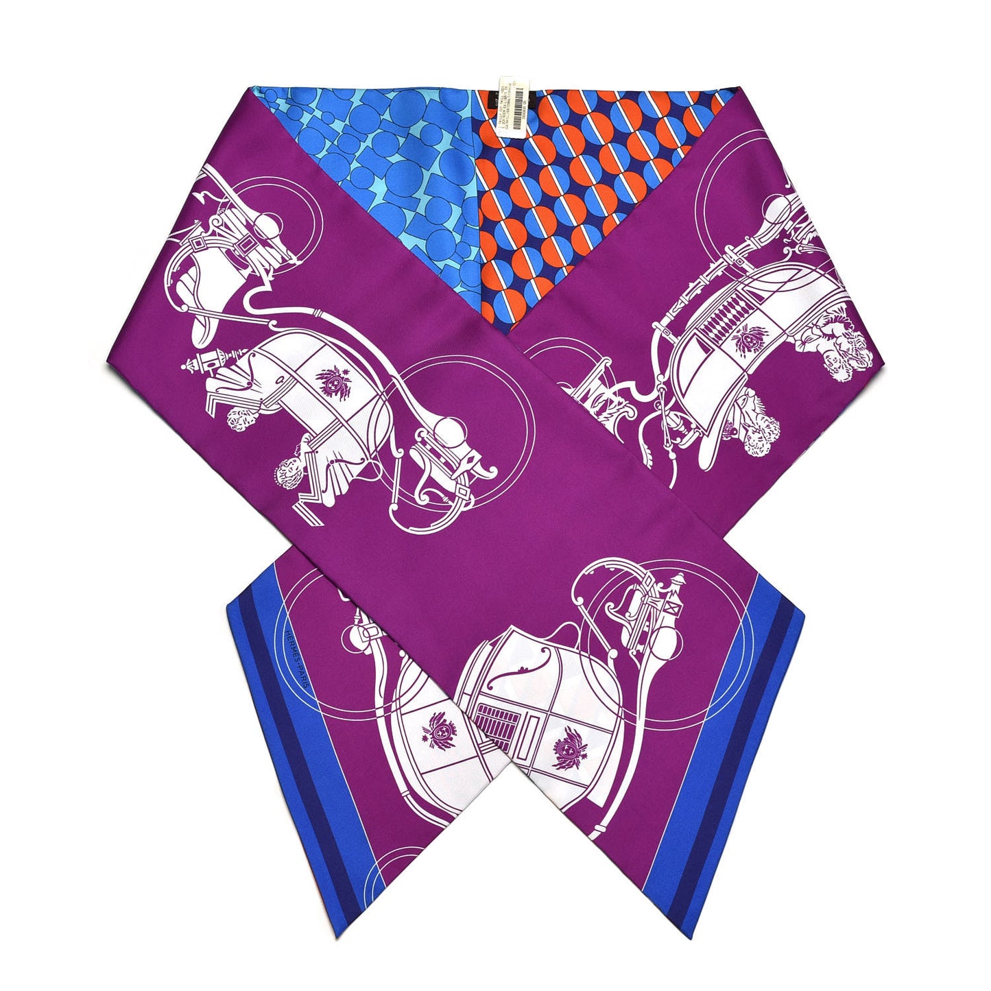Silk Ex-Libris en Cravates Maxi Twilly Bougainvillier Cobalt Orange