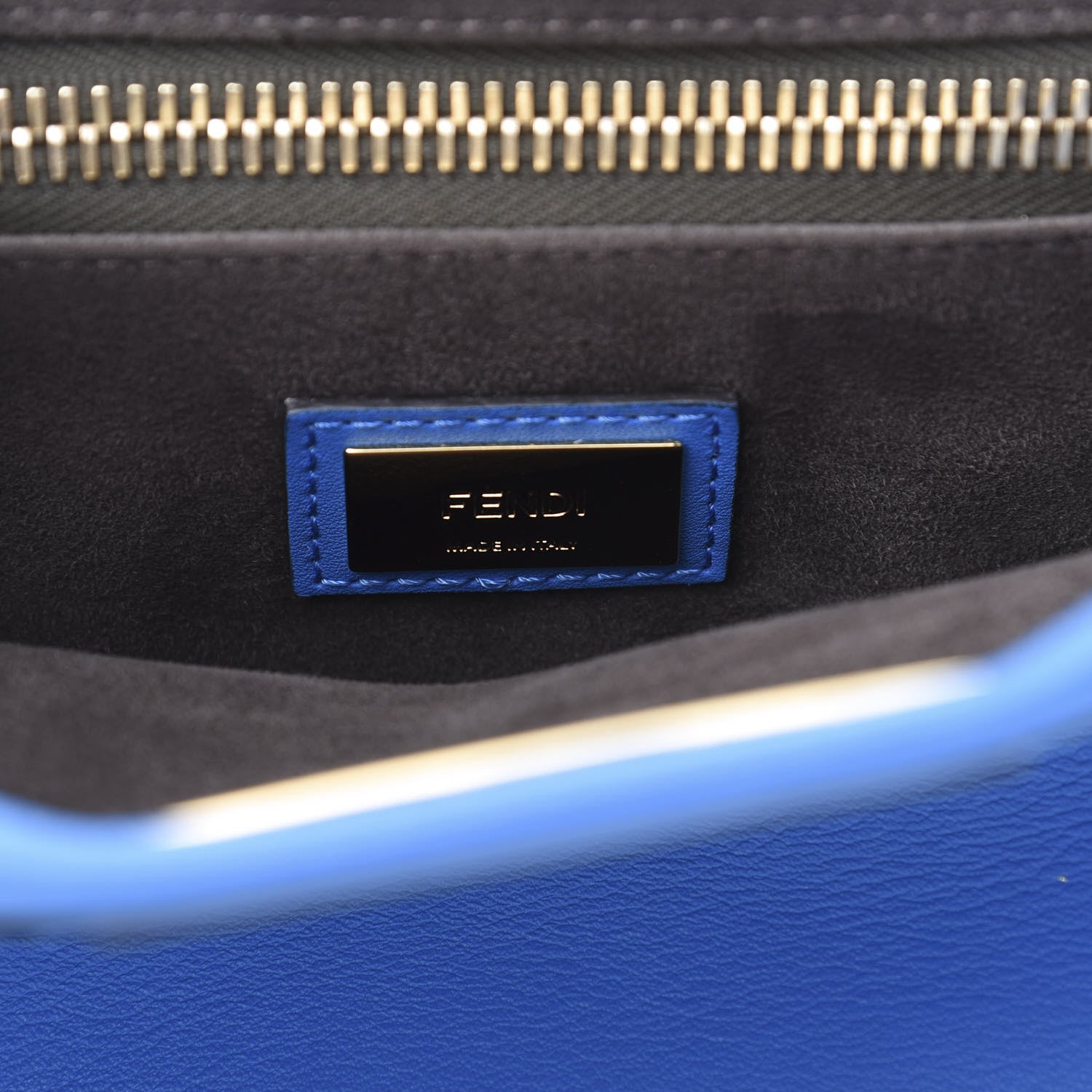 Fendi Vitello Seta Medium Peekaboo Iconic Satchel Blue Royal 7 of 12