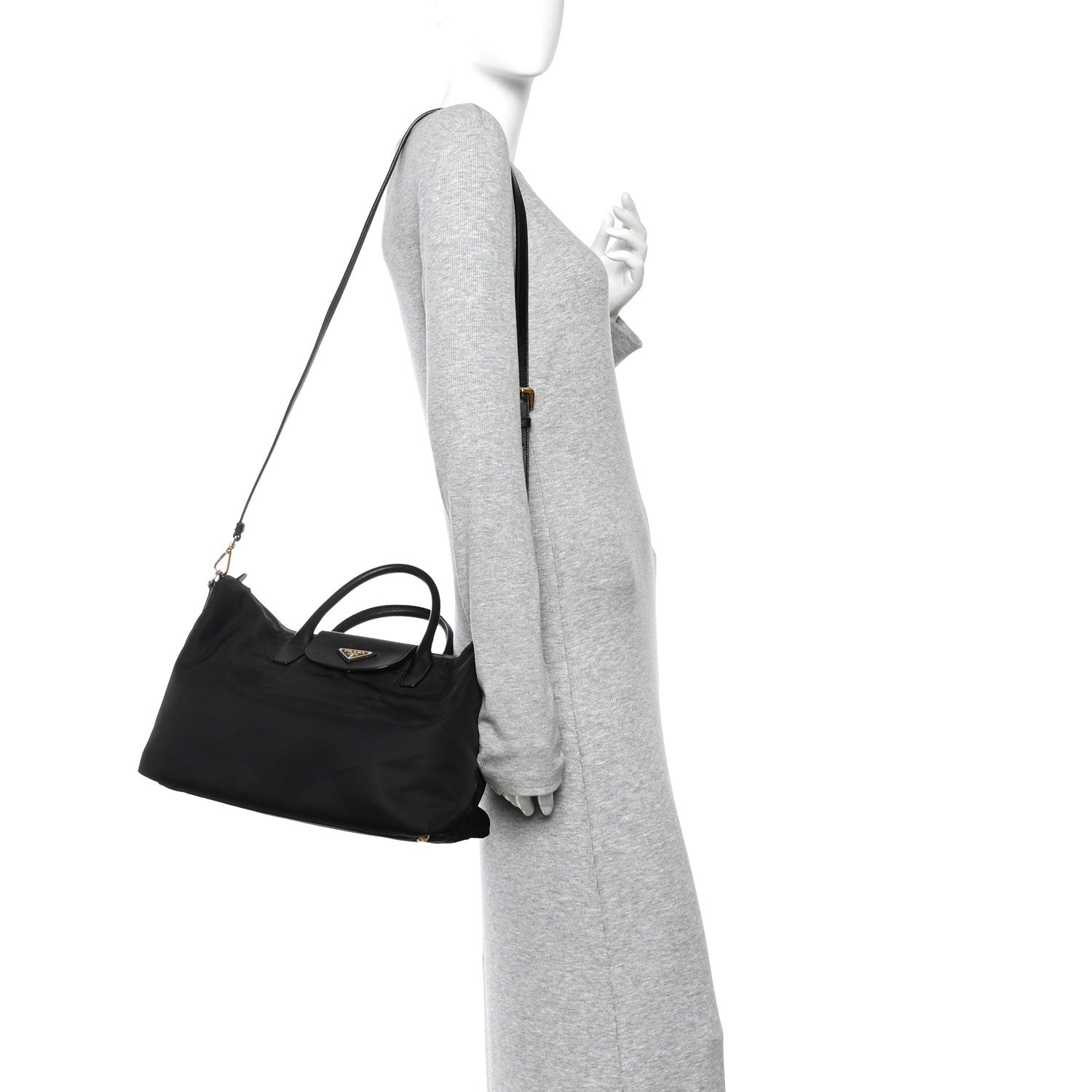 Prada Tessuto Nylon Saffiano Tote Black 2 of 15