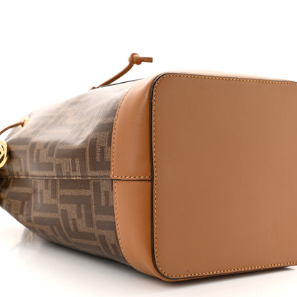 Fendi Glazed Fabric Vitello Grace F is Fendi FF 1974 Stamp Patch Grande Mon Tresor Bucket Bag Mogano Panna Nocciola 9 of 11
