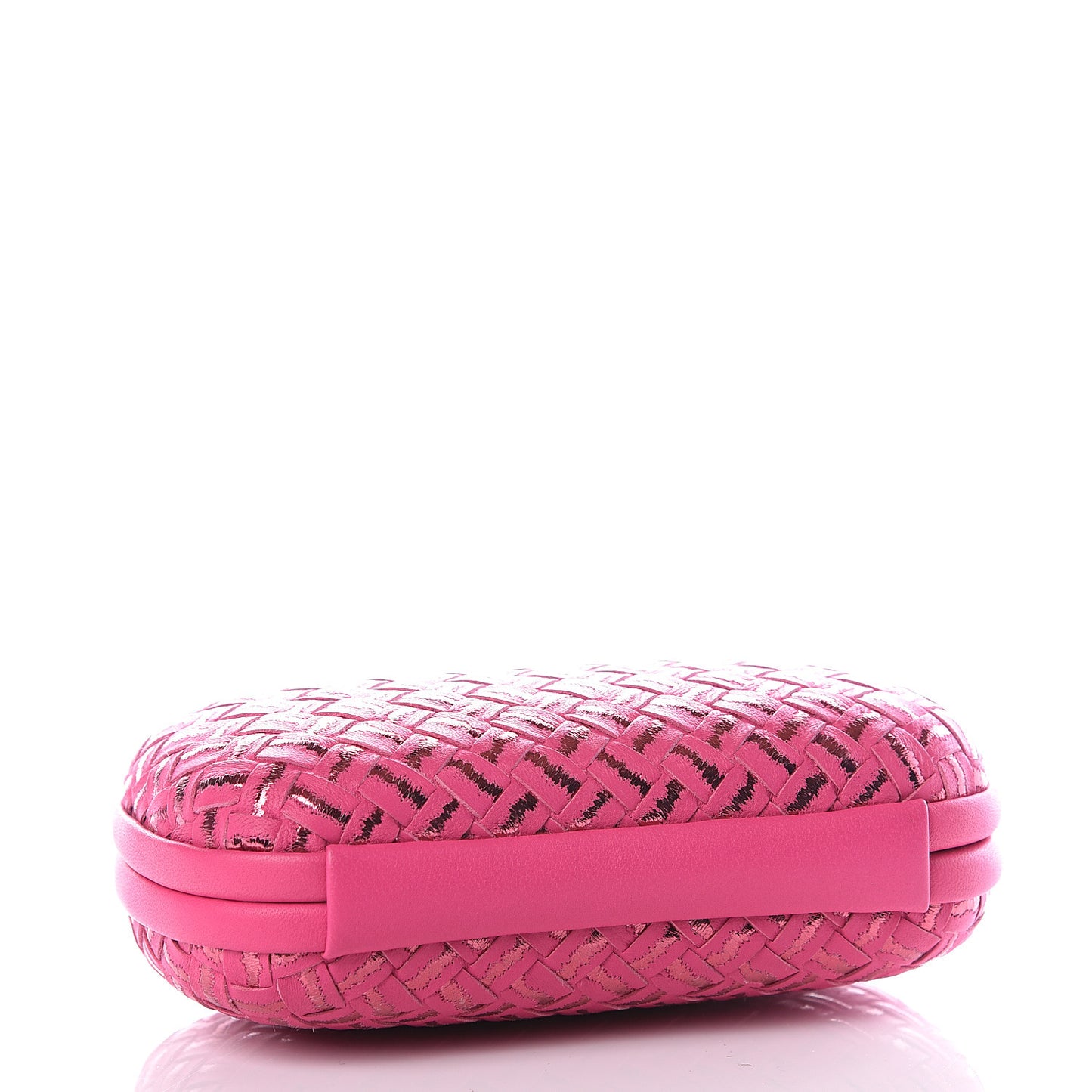 Nappa Intrecciato Metallic Placcato Knot Clutch Rose Shock
