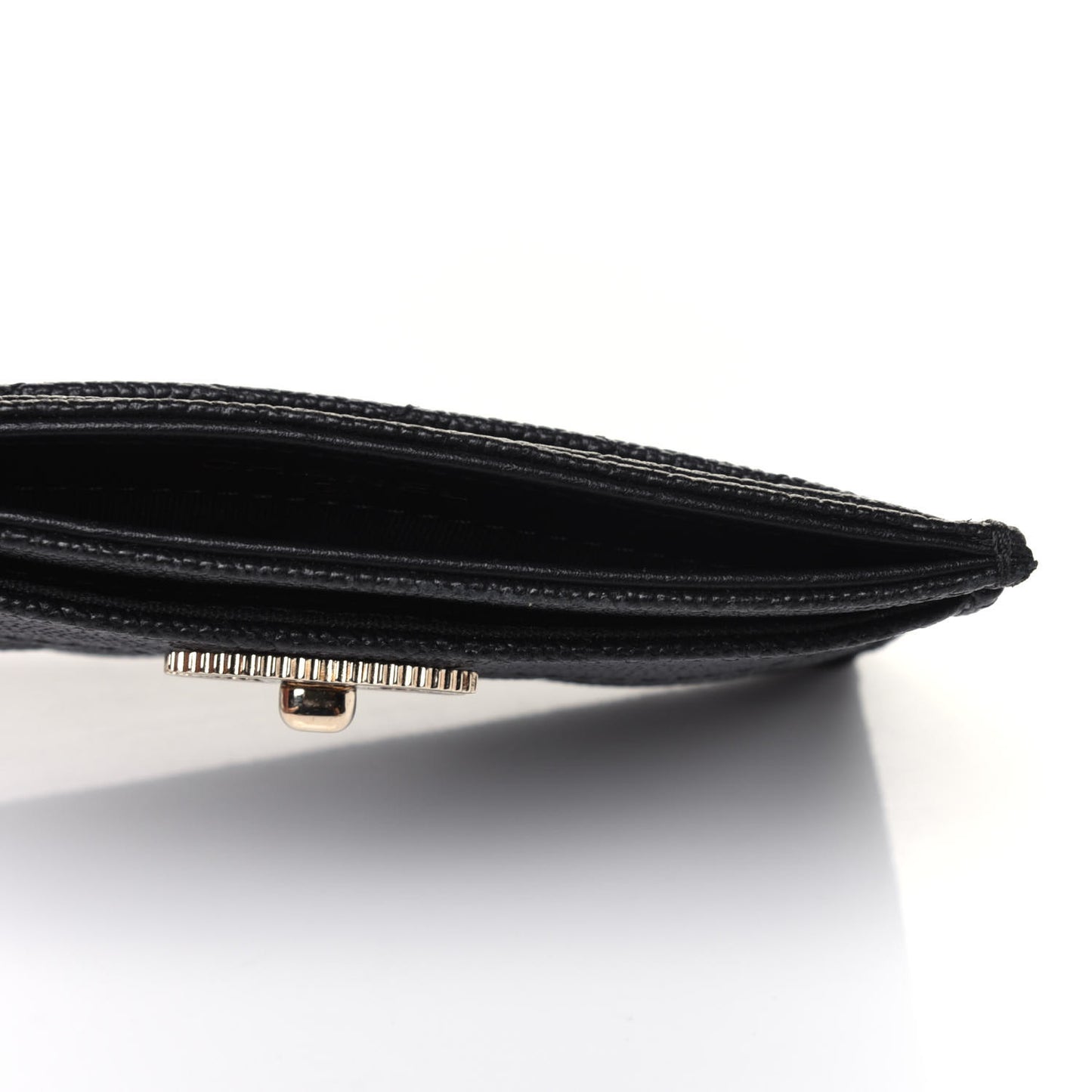 Caviar Quilted Vintage Mademoiselle Card Holder Black
