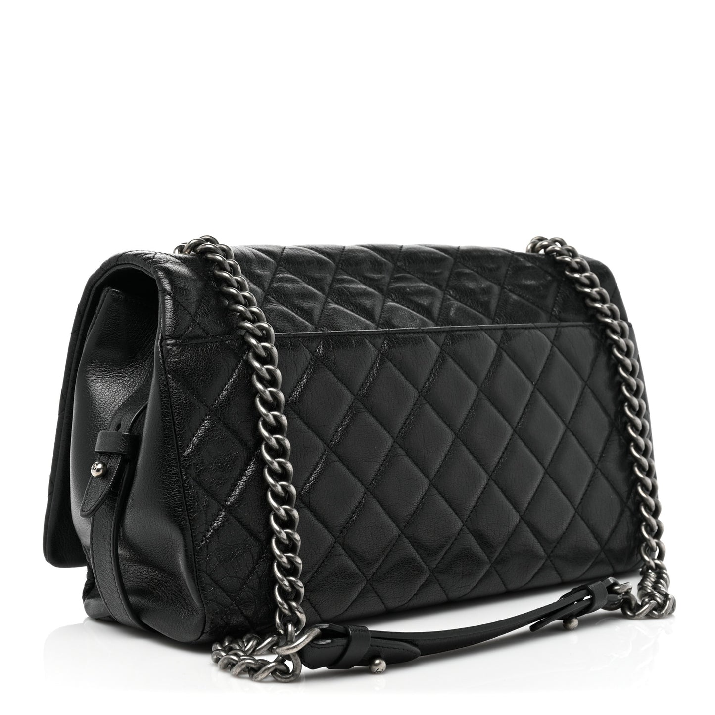 Goatskin Quilted Large City Rock Flap Black