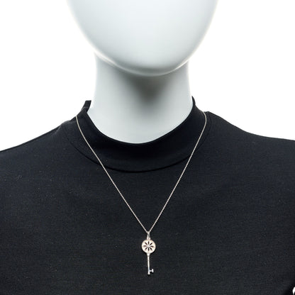 Tiffany Sterling Silver Diamond Small Daisy Key Pendant Necklace 2 of 7
