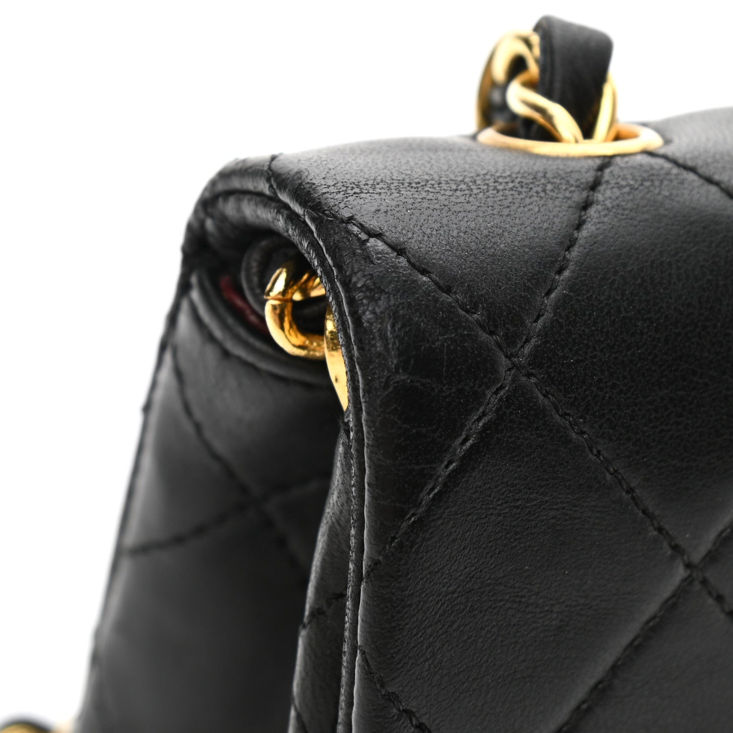 Lambskin Quilted Small Single Flap Bag Black