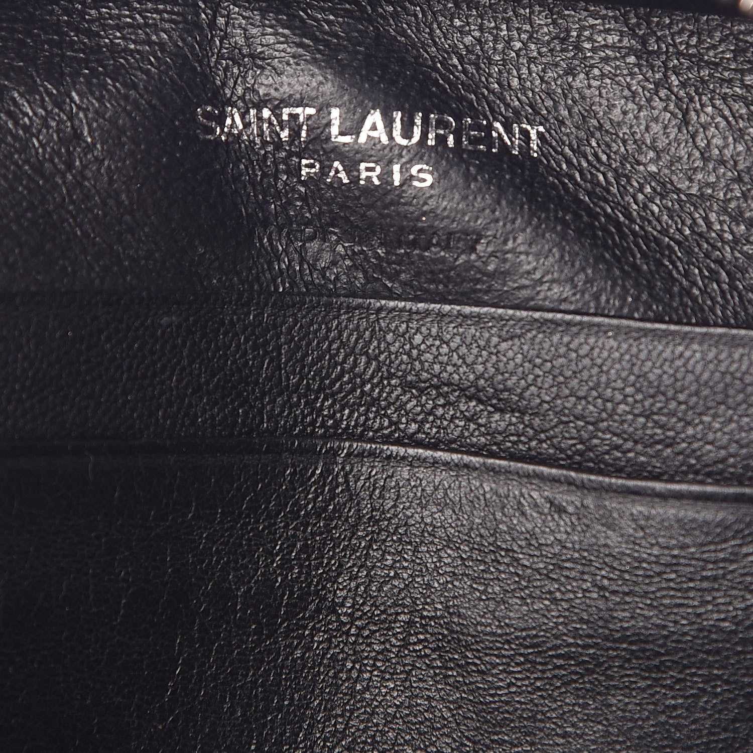 Saint Laurent Calfskin Crocodile Embossed Monogram Blogger Bag Black 5 of 11