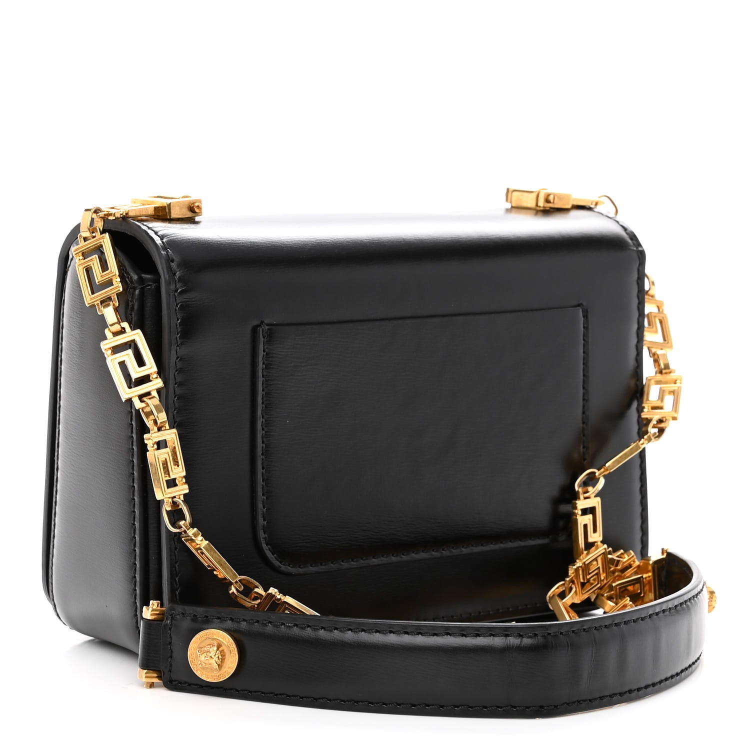 Versace Calfskin Medallion Tribute Shoulder Bag Black 3 of 11