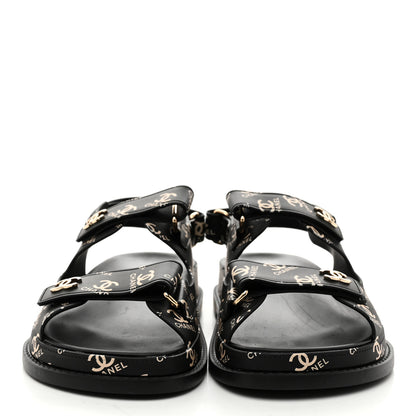 Chanel Rubber CC Dad Sandals 38 Black 3 of 9