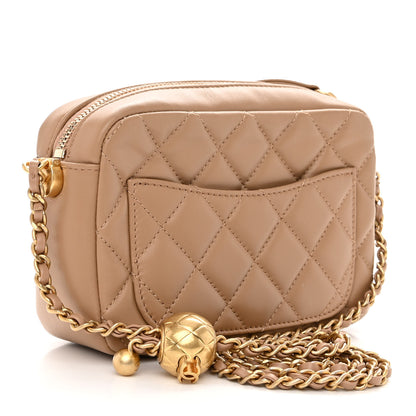 Chanel Lambskin Quilted CC Pearl Crush Camera Case Beige 3 of 10