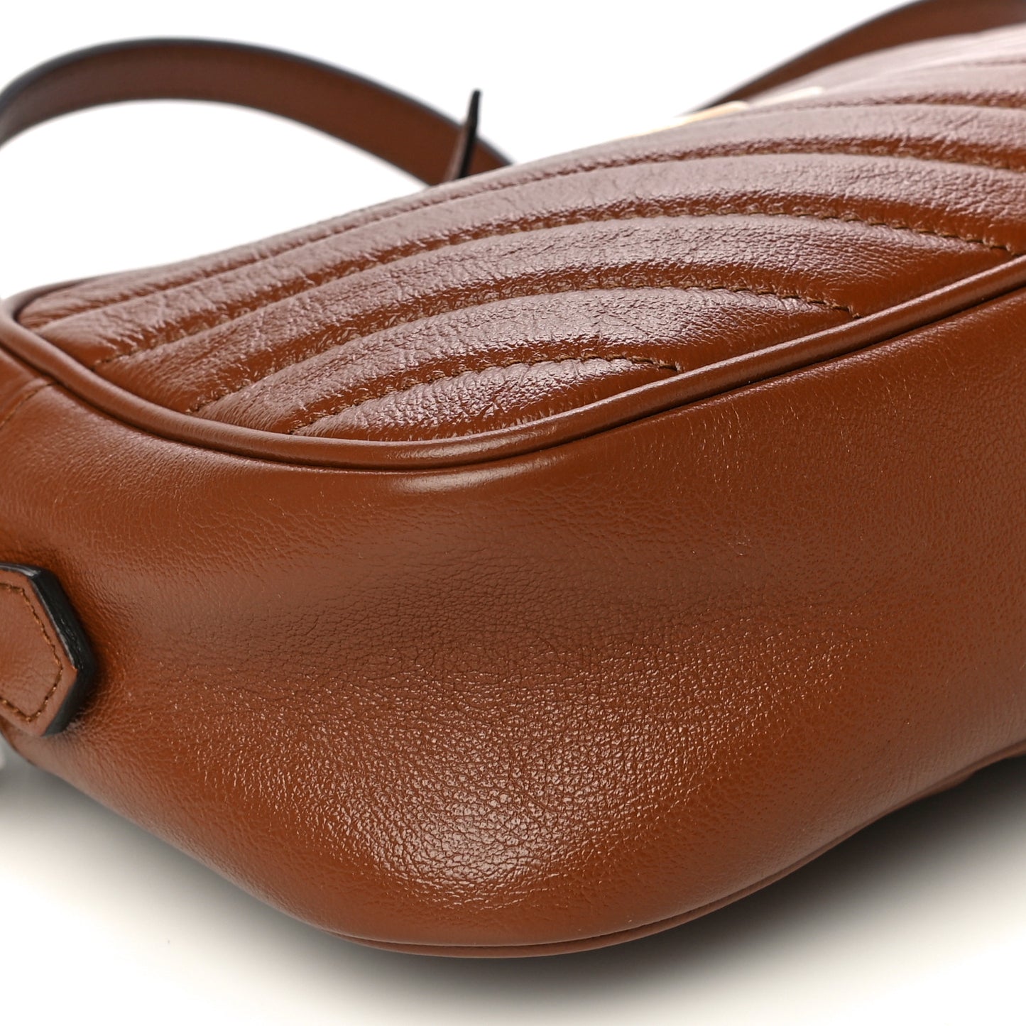 Glazed Calfskin Matelasse Diagonal Small GG Marmont Chain Shoulder Bag Cuir