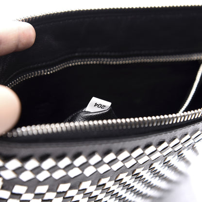 Prada Goatskin Woven Pouch Black Argento 19 of 20