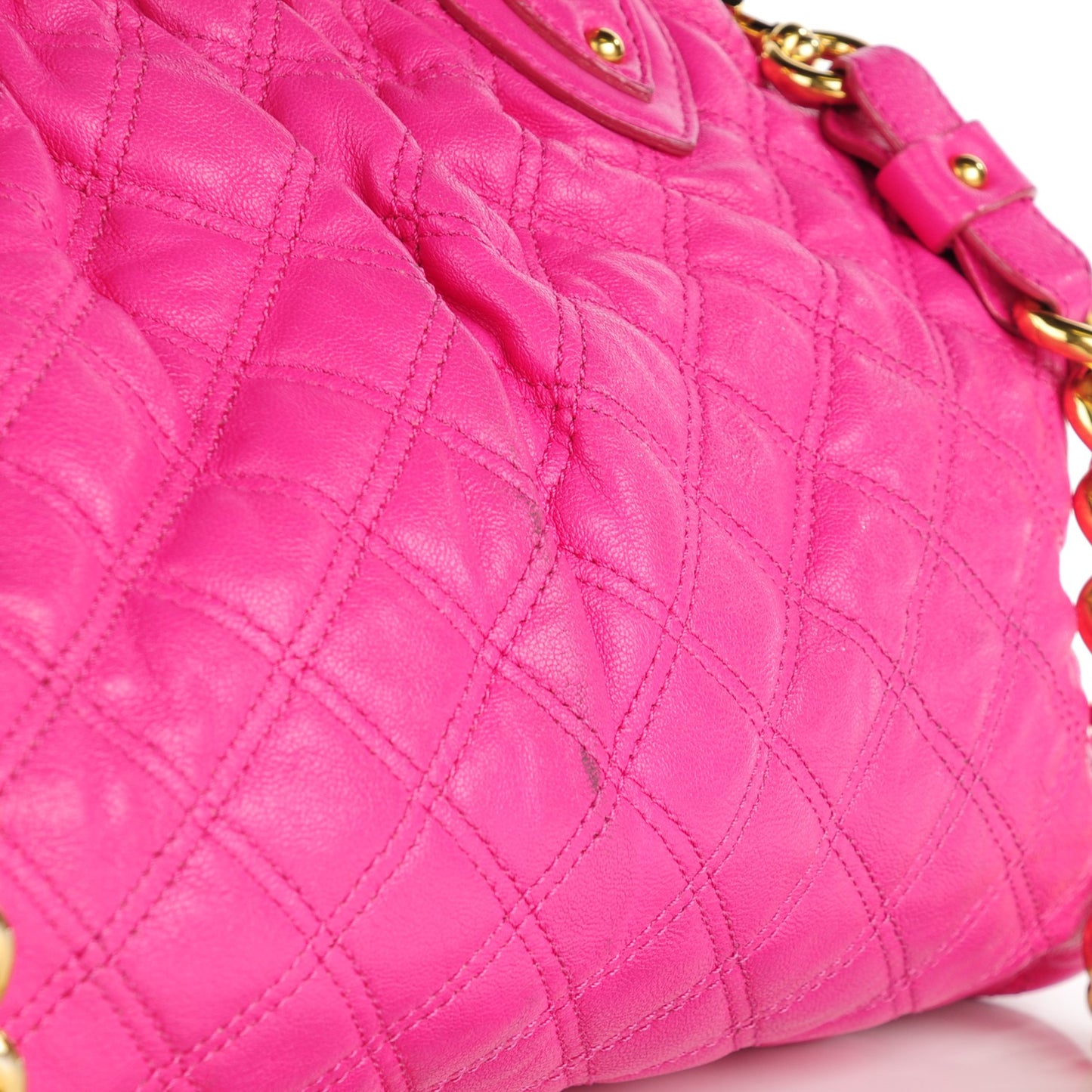 Calfskin Quilted Stam Bright Pink