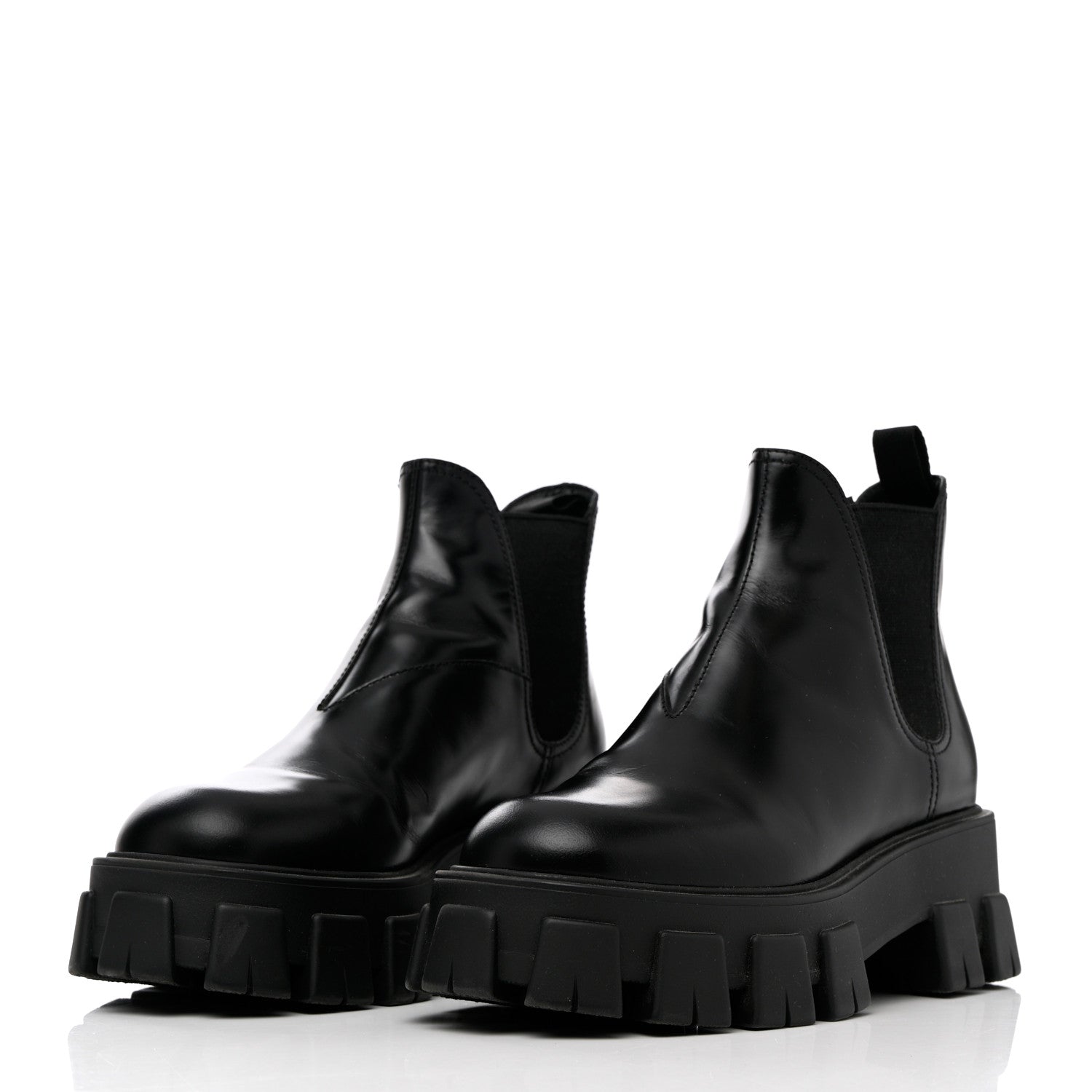 Prada Spazzolato Rois Monolith Chelsea 55mm Ankle Boots 37.5 Black 3 of 16