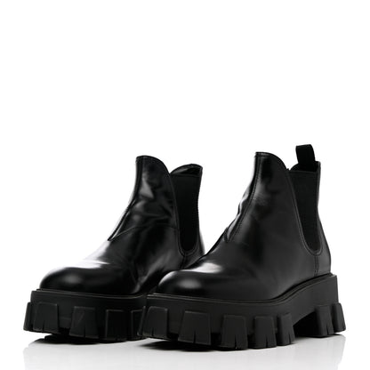 Prada Spazzolato Rois Monolith Chelsea 55mm Ankle Boots 37.5 Black 3 of 16