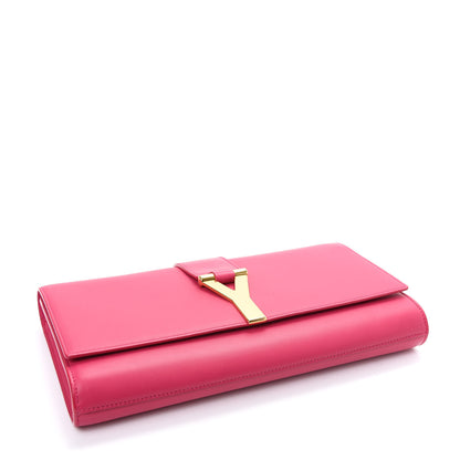 Saint Laurent Calfskin Classic Y Ligne Clutch Fuchsia 4 of 7