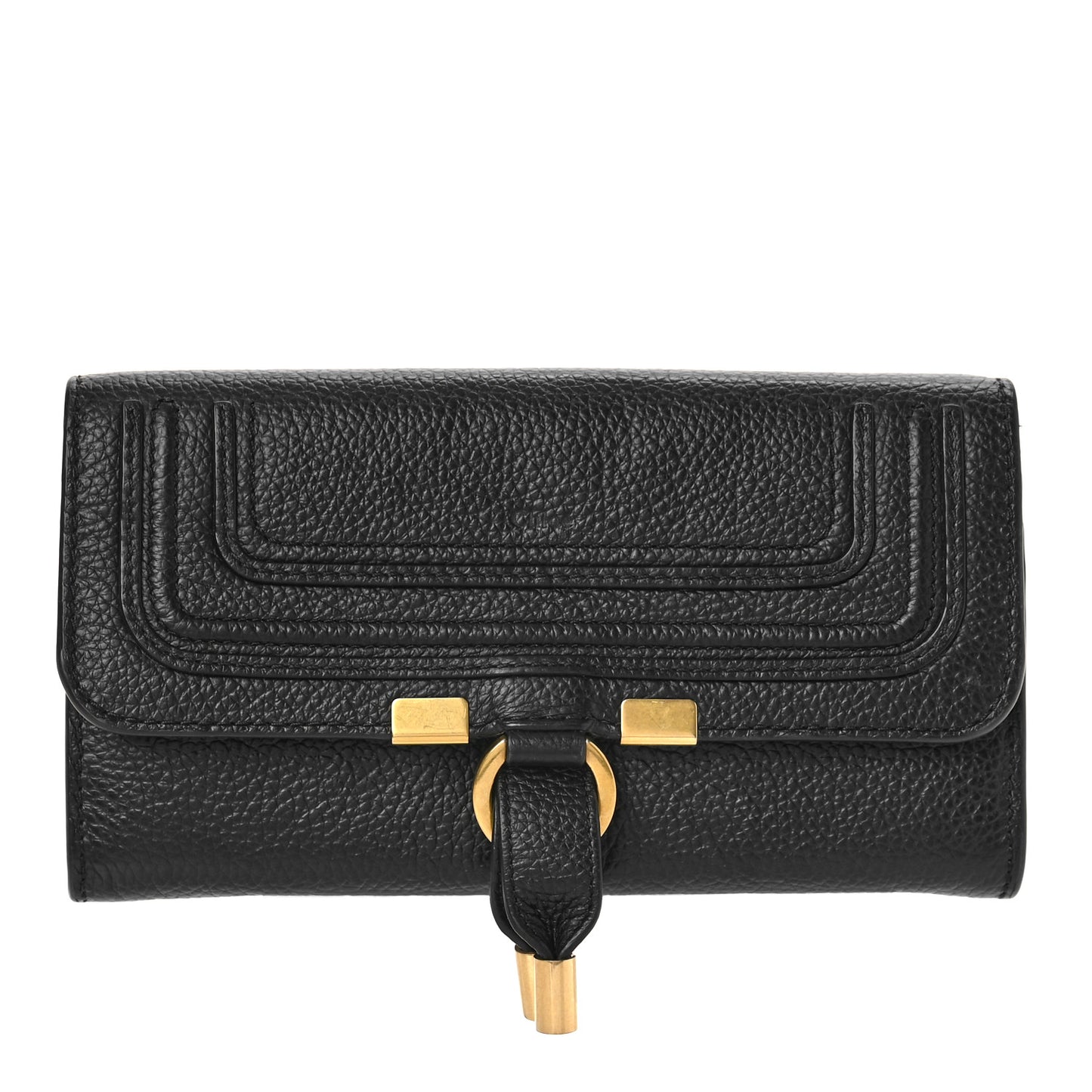 Calfskin Marcie Continental Flap Wallet Black