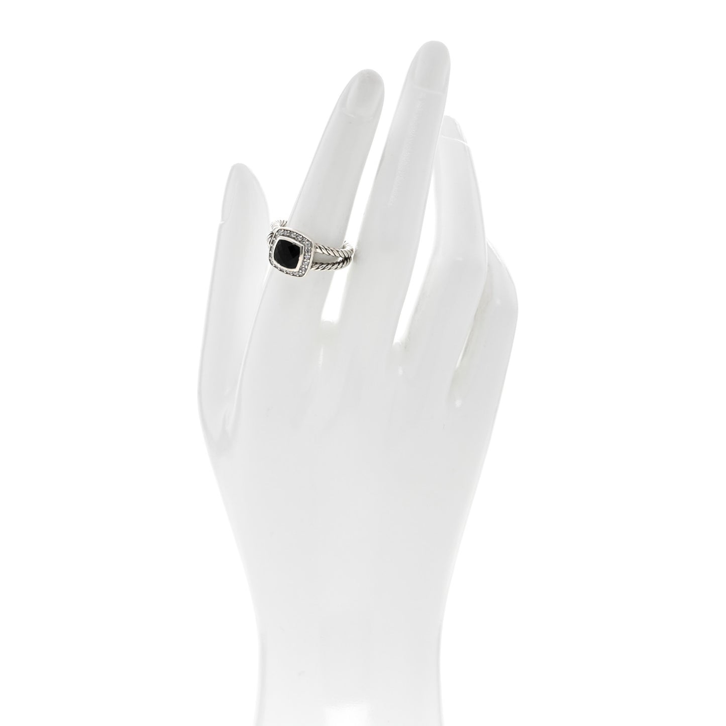 Sterling Silver Diamond Black Onyx 7mm Petite Albion Ring 51 5.75