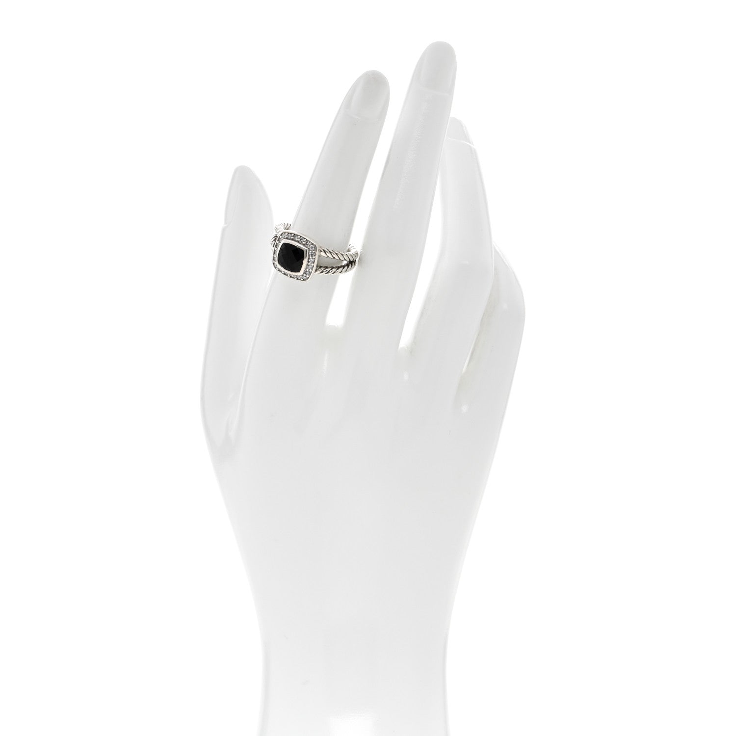 David Yurman Sterling Silver Diamond Black Onyx 7mm Petite Albion Ring 51 5.75 2 of 5