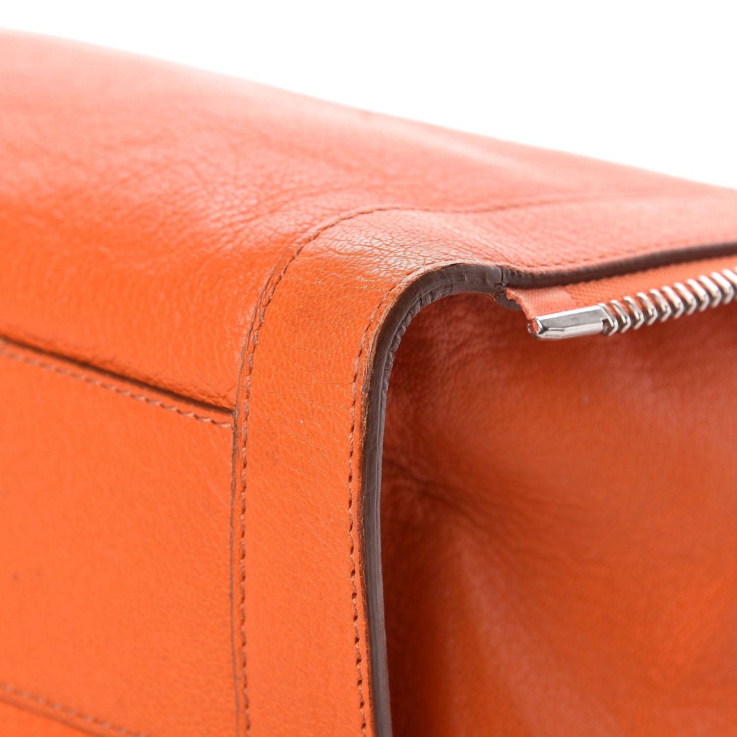 Grained Goatskin Antigona Zippered Tote Orange