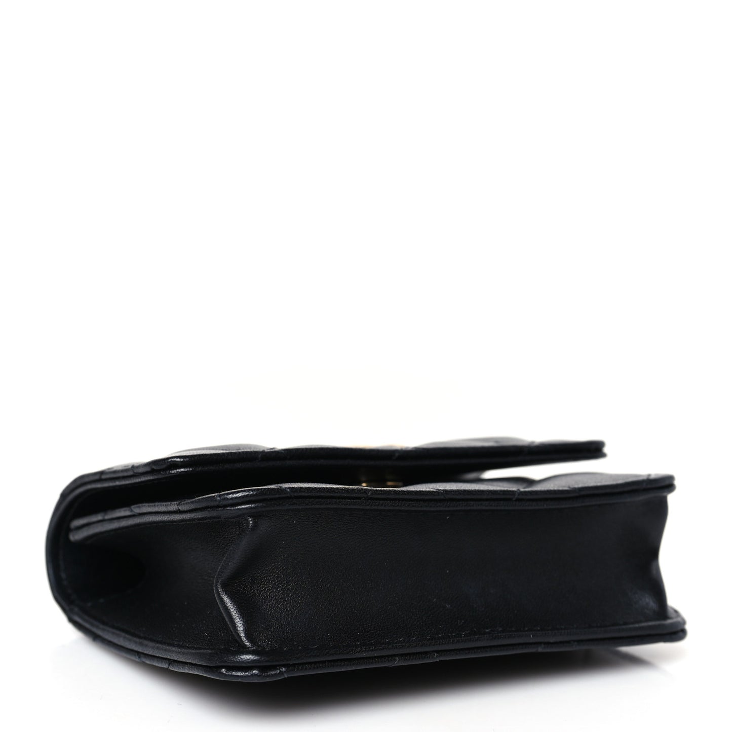 Lambskin Quilted CC Hook Card Holder Black