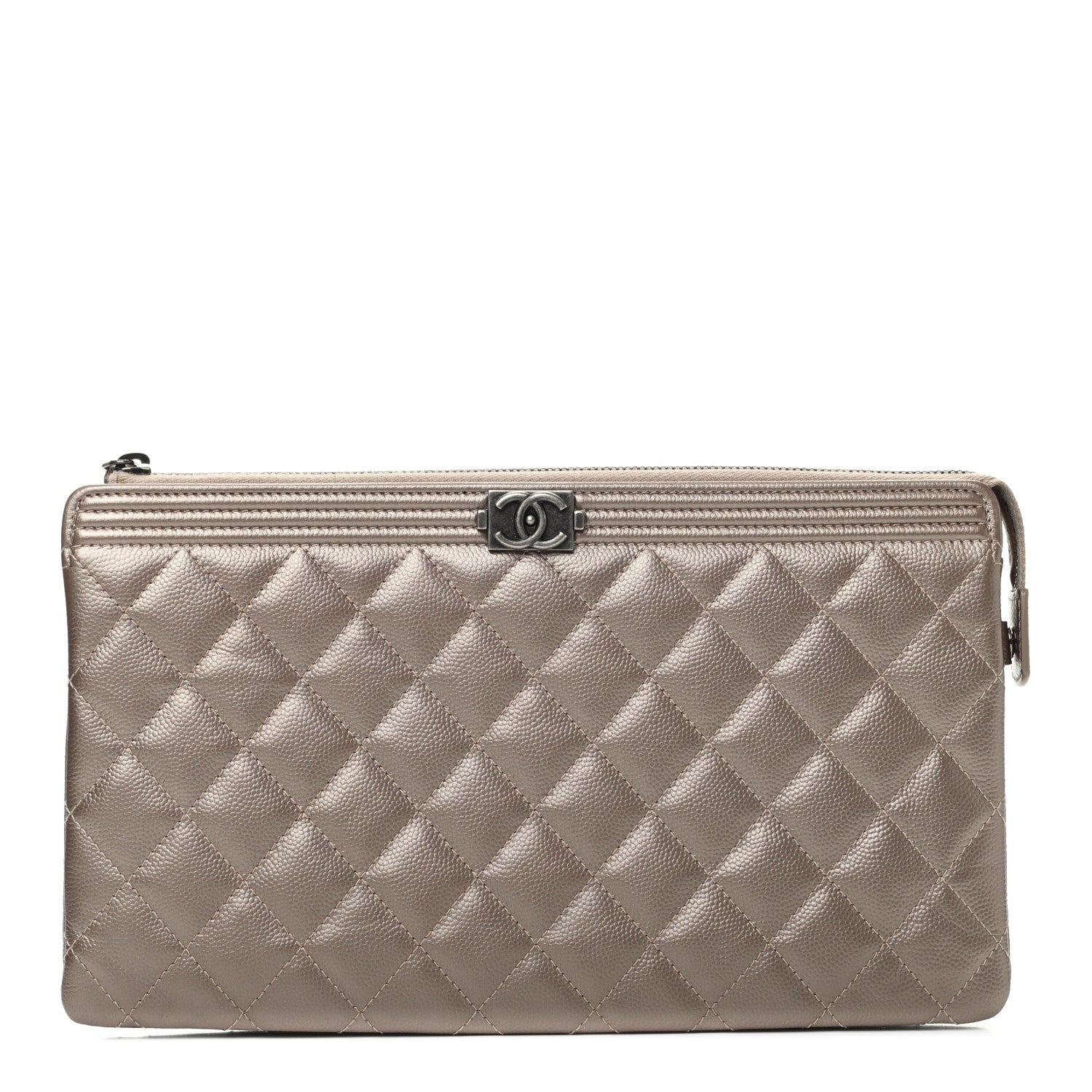 Chanel Metallic Caviar Quilted Small Zipped Boy Pouch Copper 1 of 7