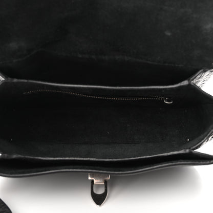 Valentino Garavani Pebbled Calfskin Medium Guitar Strap Rockstud Rolling Flap Saddle Bag Black 4 of 12