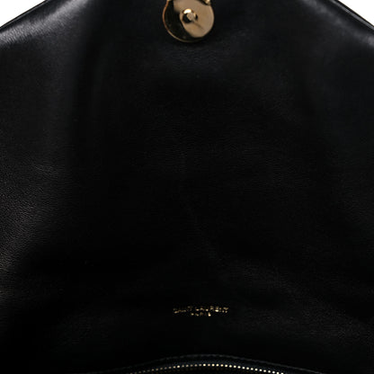 Saint Laurent Lambskin Quilted Medium Loulou Puffer Monogram Chain Satchel Black 13 of 15